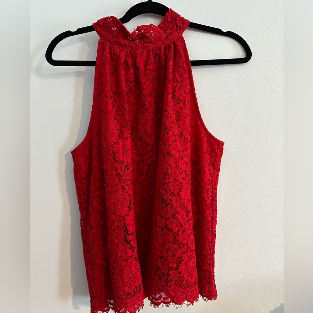 J crew lacy red top